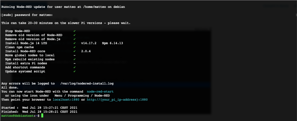Installazione di Node-RED su Raspberry Pi/Debian/Ubuntu